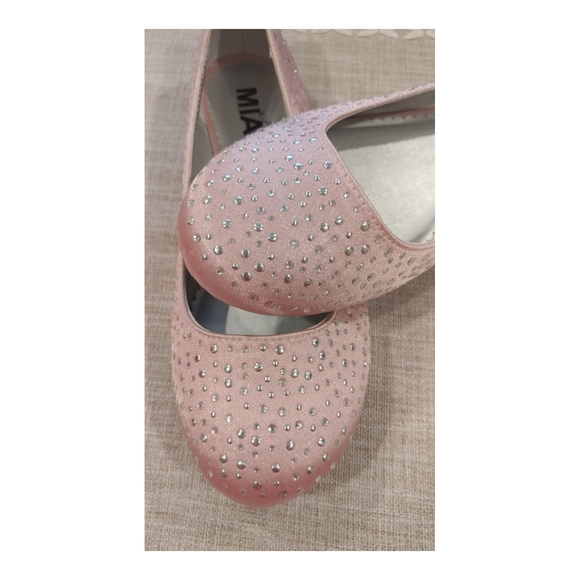NWB MIA Kids Girls Dress Pink Crystal Flats 5 - Picture 4 of 5